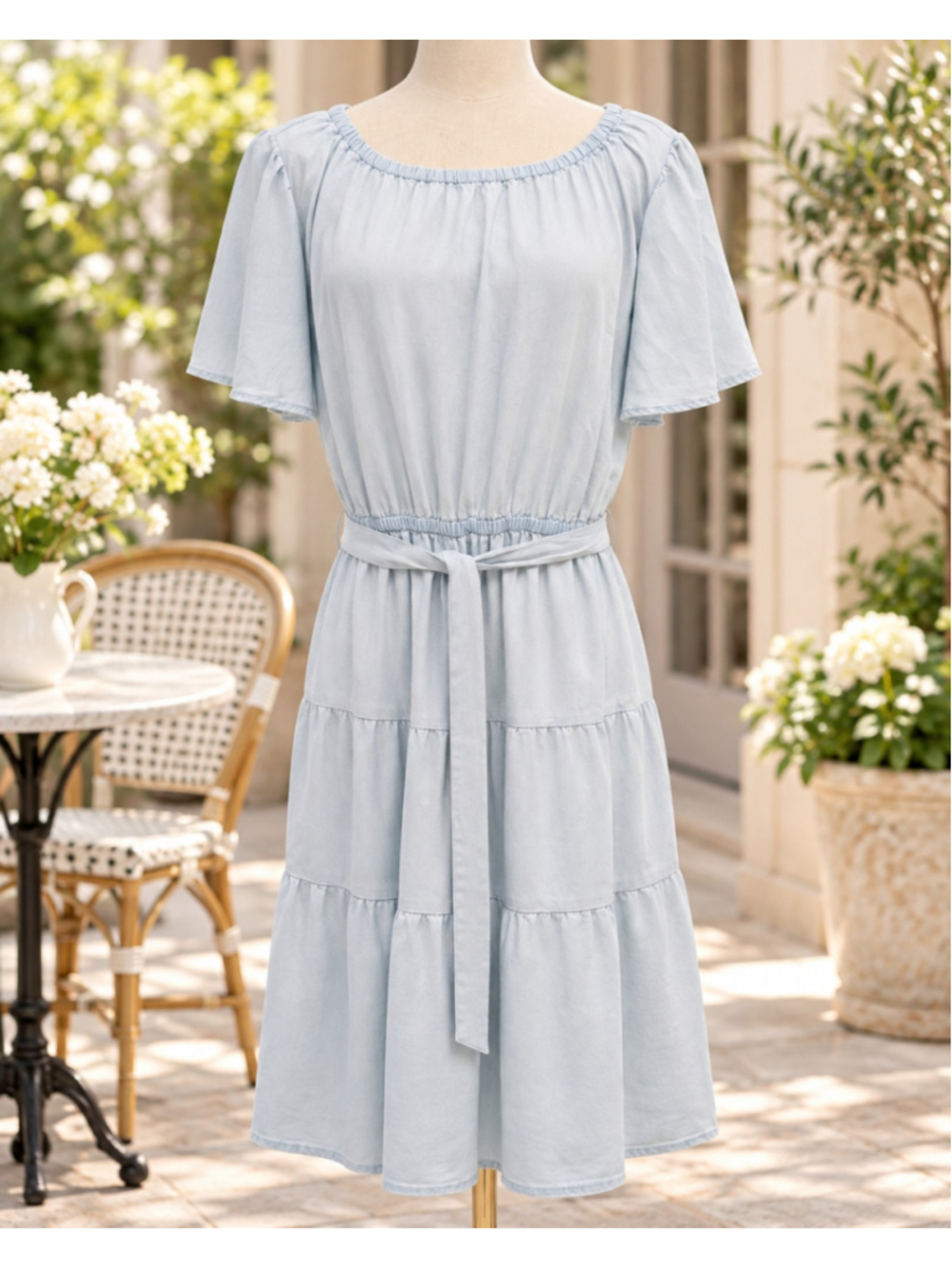 Lane Bryant light blue chambray/denim-style dress in size 18.